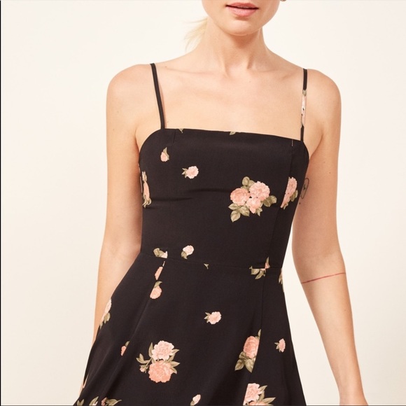 Reformation Kendall Mini Dress Black Floral Fit and Flare - Picture 5 of 16